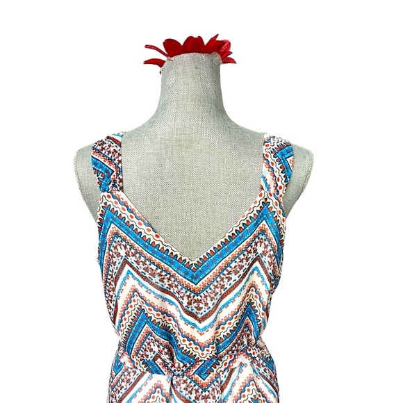 Halo Chevron Patterned Sleeveless Dress, Red, white and blue with Tie sash Sz M - Picture 4 of 12